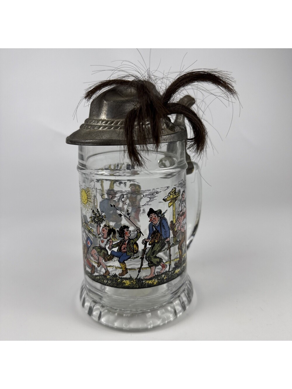 Vintage Tyrolean Alpine Hat Lidded Bavarian Stein Mug Octoberfest 8" BMF Germany